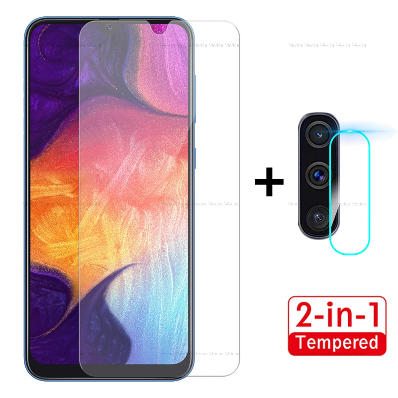 

2PCS Front Tempered Glass+Back Camera Glass For Samsung Galaxy A50 A40 A70 A60 M40 M20 2019 A7 2018 Screen Protector Front Film