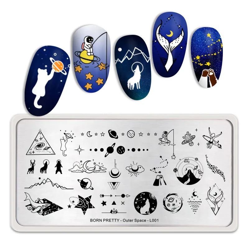 BORN PRETTY Rectangle Nail Stamping Plates Fashion Stainless Nail Art Image Nail Art Image DIY Plate Tools Fashion Power Theme - Цвет: BP-OS-L001