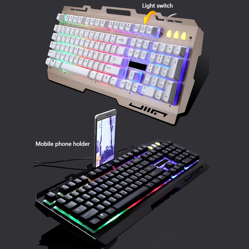 

Wired Backlight Gaming illuminated Keyboard Cool Professional Backlit Gamers Switchable LED USB Computer Waterproof Black White