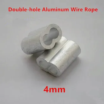 

200PCS M4 Double-hole 8 Shape Oval Clip Wire Rope Clamp Fastener Rigging Hardware 4mm Aluminum Furrules Crimping Sleeve
