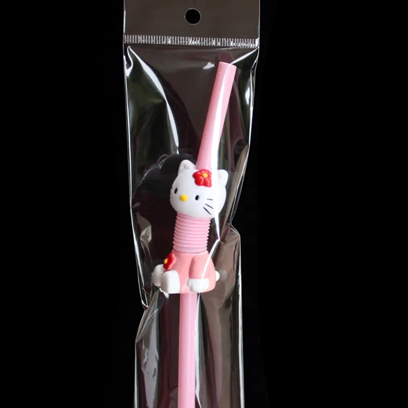 50pcs Plastic Hello Kitty Straw Cartoon Party Drink Straws White Pink