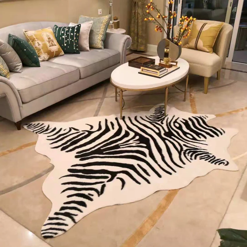 Catchnew Cow Print Mat 3.6x2.5 Feet faux Zebra hide rug Animal printed Carpet 
