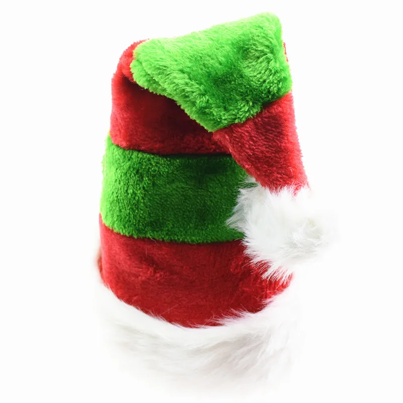 High Quality Christmas Hats Red Green Striped Merry Christmas Caps Adult Kids XMAS Decor New Year