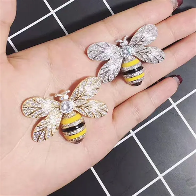 Мода AAA кубический цирконий мед в форме пчелы брошь, свадебные и вечерние ювелирные изделия для женщин, масляная капля желтая брошь в форме пчелы, B4166