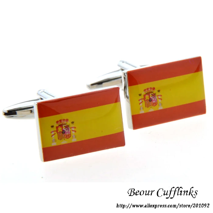 Cuff Men High Quality Men's Jewelry Wedding Cuff Links Spanish Flag