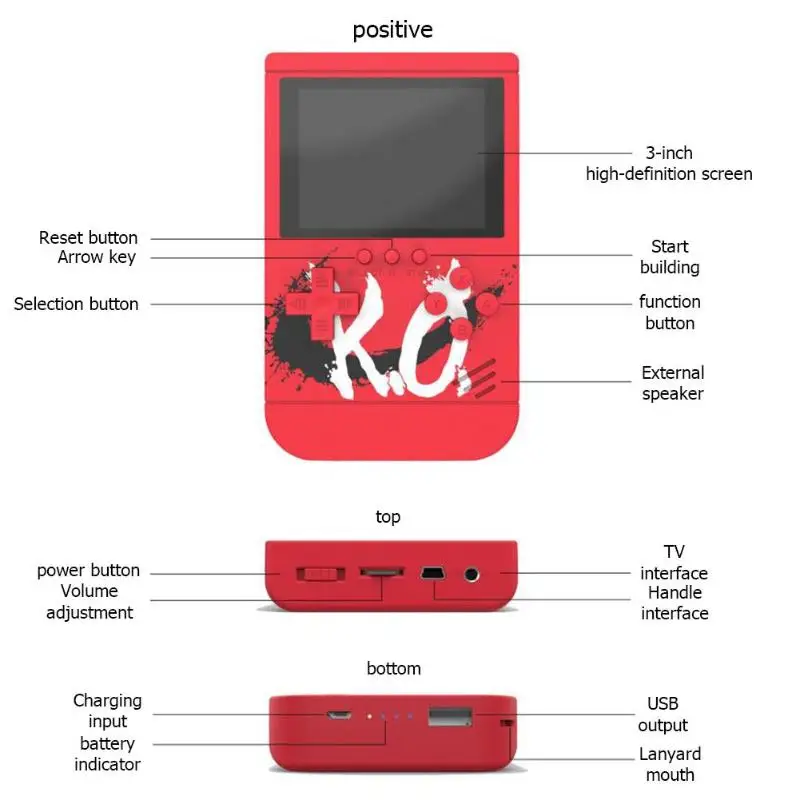 KO 3 дюймов Экран 300 в 1 видео игры коробка Мощность Встроенный 10000 мА/ч, Батарея