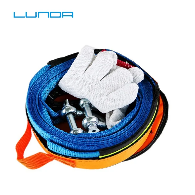 

5M 8 Tons Tow Cable Tow Strap Recovery Car Towing Rope With Hooks High Strength Nylon For Heavy Duty Car Emergency with Gloves