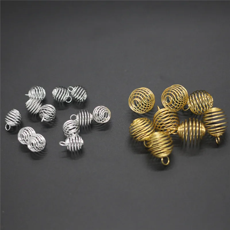 5pcs/10pcs/20Pcs 9mm 15mm 25mm 30mm Silver Plated Spiral Bead Cages Pendants for Jewelry Making