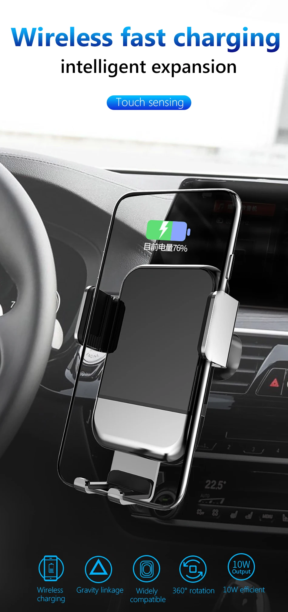 !ACCEZZ 2 in 1 510W Fast Car Wireless Charger For iPhone 8 X XS Xiaomi 7 8 Samsung S8 Phone Wireless Charging Auto Stand Holder (1)