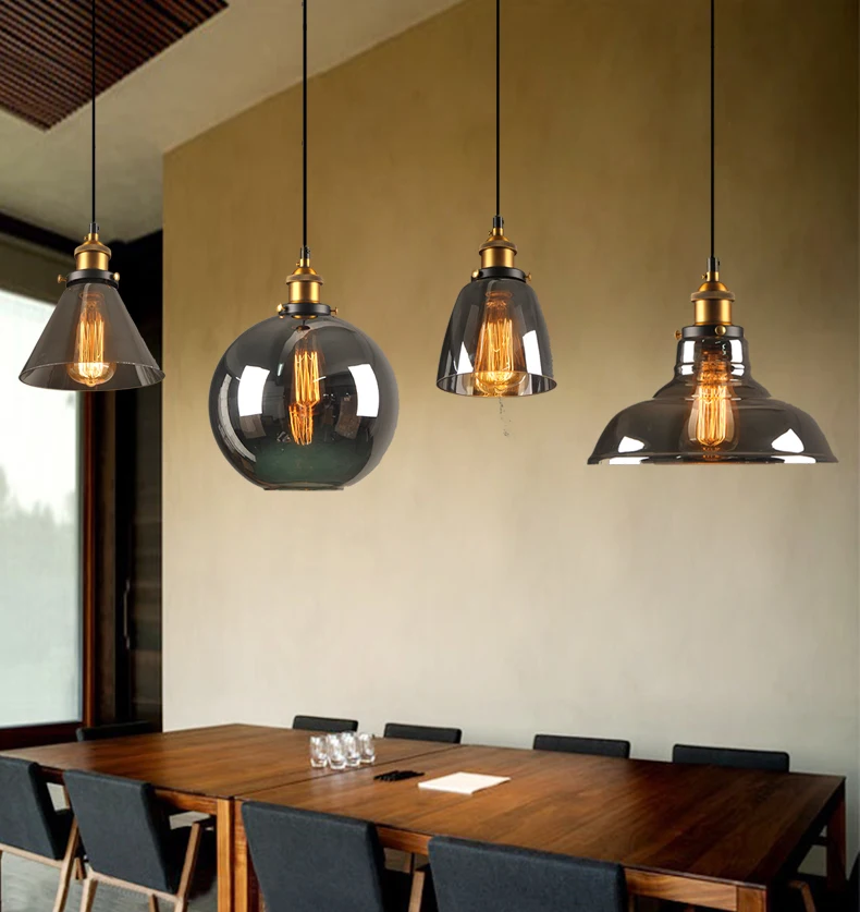 

Industrial Smoky Glass Pendant Light Vintage Ceiling Pendant Lamp for Restaurant Bar Cafe Shop Kitchen Island