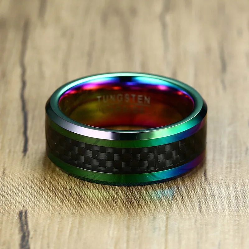 Кольцо мужское из углеродного волокна шириной 8 мм и толщиной 2 6 мм|ring wedding|thick