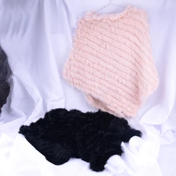 

Women Real Rabbit Fur Knitted Shawl Poncho Shawl Cape Winter Warm Wrap Top