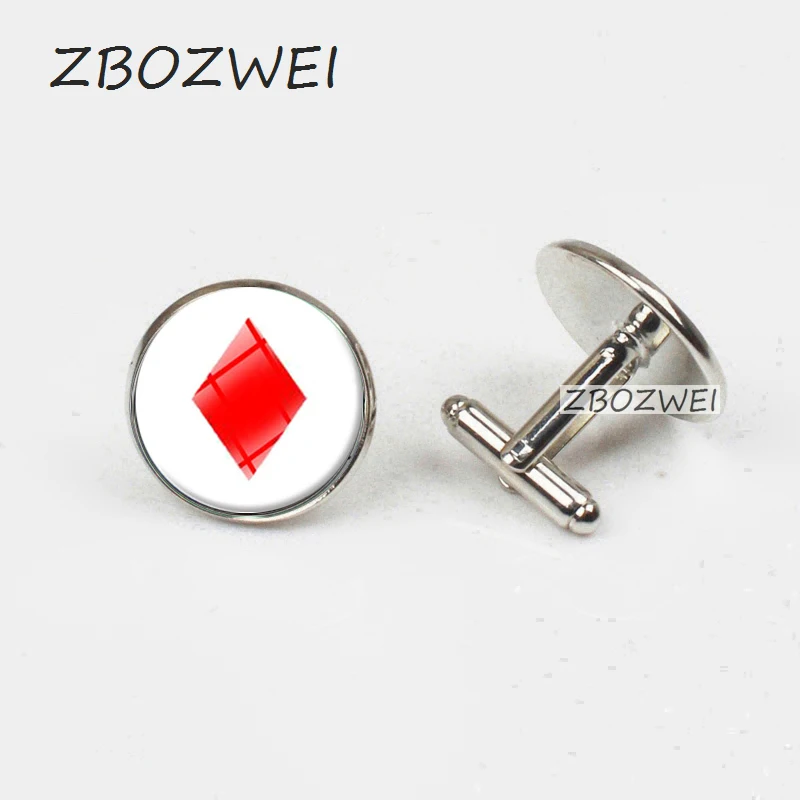 

ZBOZWEI 2018 Playing Card Cufflinks, Personalized Poker Round glass Groom shirt Cufflinks for Men's shirts Wedding accessories