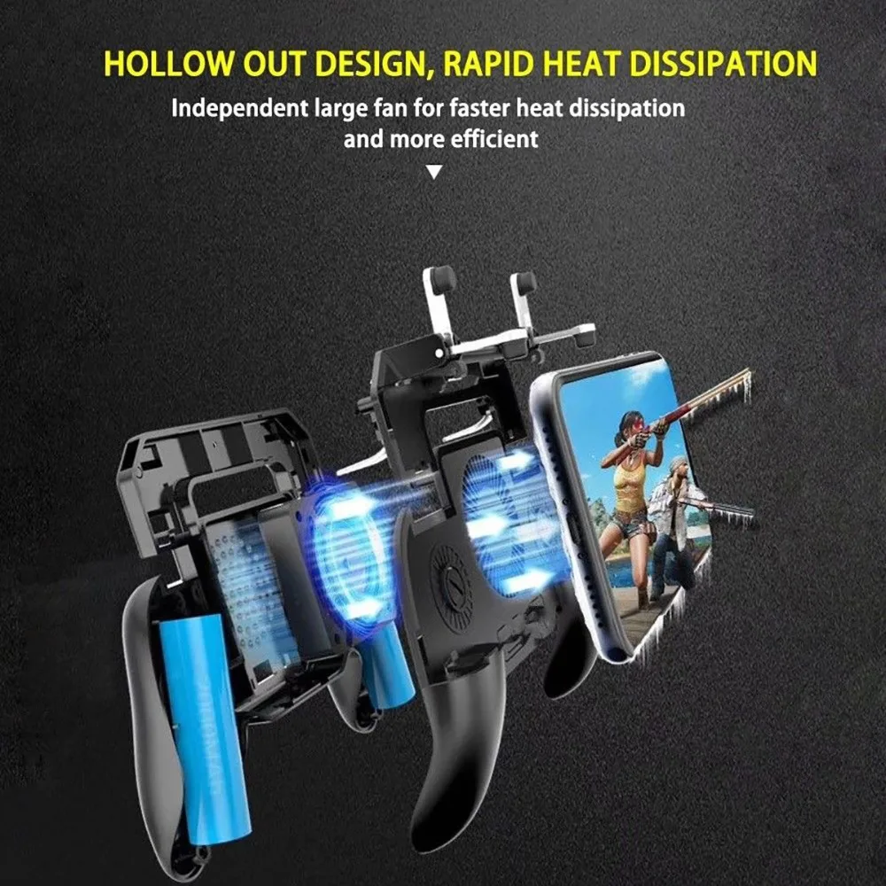 For Pubg Controller Gamepad Mobile Trigger L1R1 Shooter Joystick Game Pad Phone Holder Cooler Fan with 2000/4000mAh Power Bank