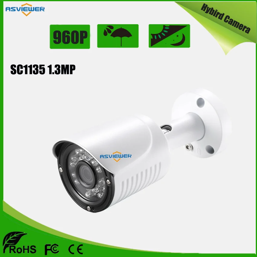 

CMOS SC1135 Hybrid 1.3MP 960P HD Camera Support AHD/CVI/TVI/CVBS output Waterproof Camera 30m IR Distance AS-MHD8304N2