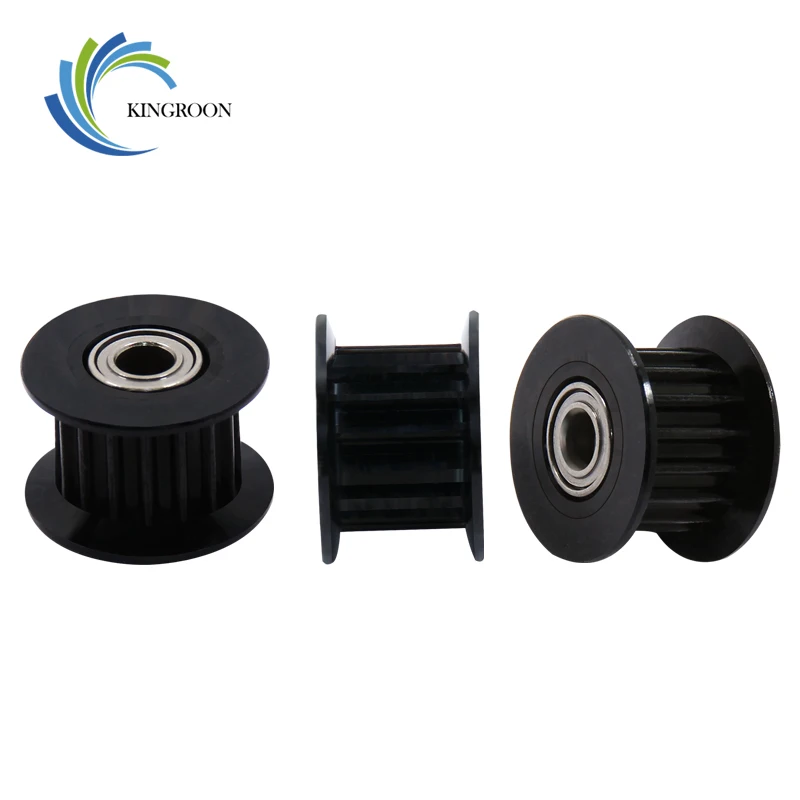 KINGROON 1 قطعة الأسود GT2 المهمل بكرة ل 3D طابعة أجزاء الألومنيوم 20 الأسنان 16 الأسنان 2GT توقيت بكرة تتحمل 3 ملليمتر 5 ملليمتر العرض عجلة 1