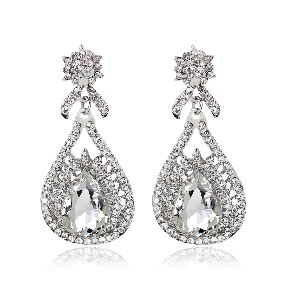 

New European and American Earrings white transparent shiny earrings fashion accessories for brides Fashion Jewelry