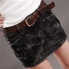 Новые женские летние модные джинсы Офисная Женская юбка выше колена мини джинсовая черная юбка плюс размер 4XL