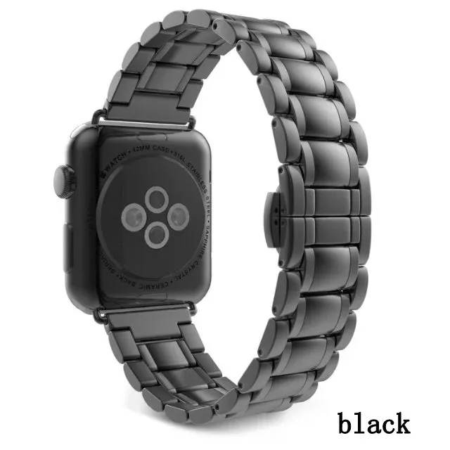 Новый бренд Металл Нержавеющая сталь часы ремешок для Apple Watch Series 1 2 3 черный
