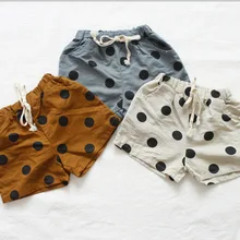 Детские хлопковые шорты летние свободные шорты в горошек для отдыха шорты для маленьких мальчиков и девочек детская одежда