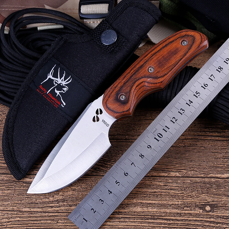 

CS COLD Fixed Blade Knife Hunting Camping Tactical Rescue Knives Survival Outdoor 3CR13 CS076 Wood Knifes with Sheath