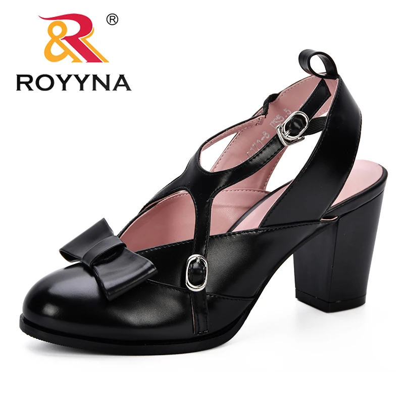 

ROYYNA New Designer Zapatos Mujer Chunky High Heels Ladies Round Toe Pumps Women Shoes Feminimo Party Ankle Strap Summer Sandals