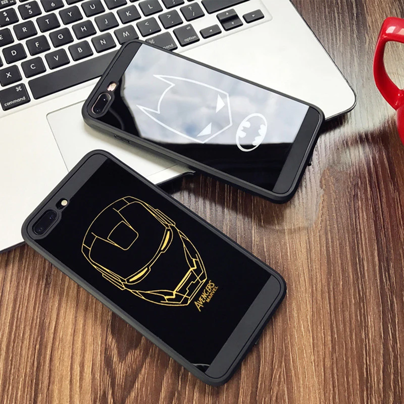 JAMULAR-Cartoon-Batman-Iron-Man-Printing-Mirror-Cases-For-iPhone-X-7-Plus-Soft-TPU-Back-(4)