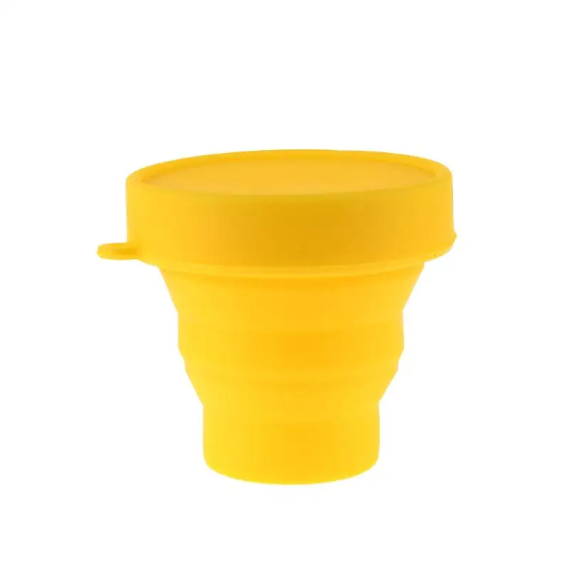 Водная напольная чашка для путешествий, силиконовый выдвижной складной светильник 8x8x2 см, желтый, синий, зеленый, розовый - Color: Yellow