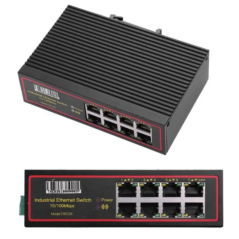 

8 Ports Industrial Ethernet Switch 10/100 Mbps Signal Strengthen DIN Rail Type Network Switcher