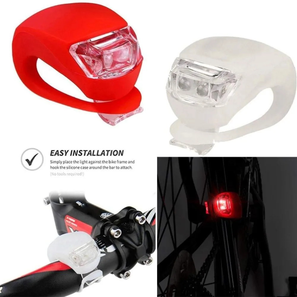Waterproof LED Bike Bicycle Light Lamp Sets Mini Silicone Headlight Strobe Cycling Warning Taillight Taillamps Accessories (6)