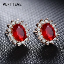 ЦИРКОНИЕВЫЕ серьги-гвоздики с красным синим камнем для женщин и девушек, розовое золото, серебро, маленькие женские серьги, модные украшения для ушей, серьги