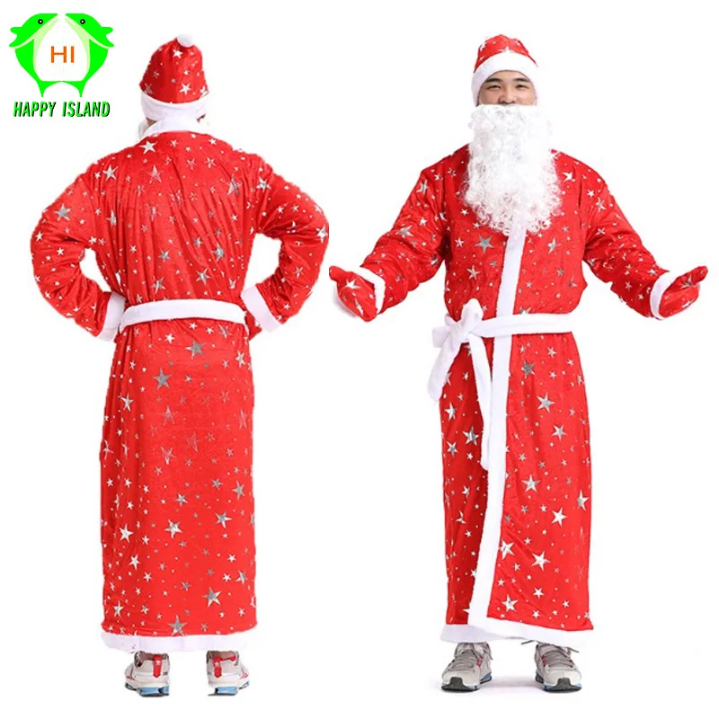Adult Christmas Santa Claus Costumes Flocking+Rabbit Fur Fancy Cosplay Santa Claus Clothes Good Quality Costume Christmas Suit