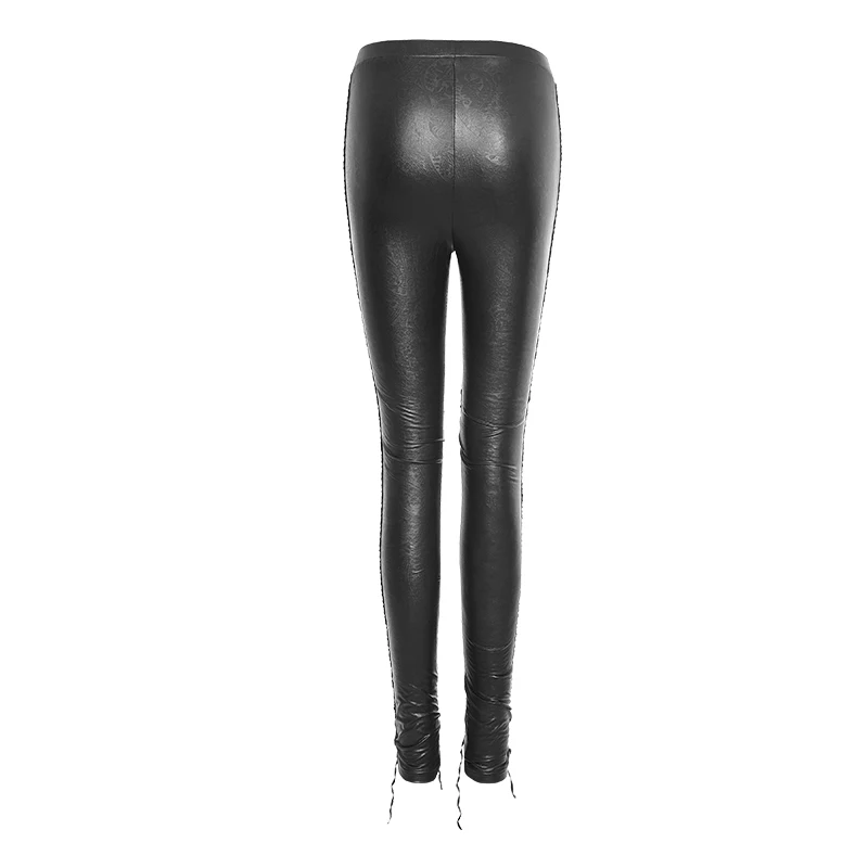 PUNK RAVE Black Gothic dark Manual lace knitting flowers women’s leggings Flocking bind lace fashion female’s pants