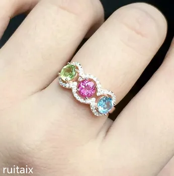 

KJJEAXCMY fine jewelry 925 Pure silver inlay natural gemstone female miniature pea pod ring