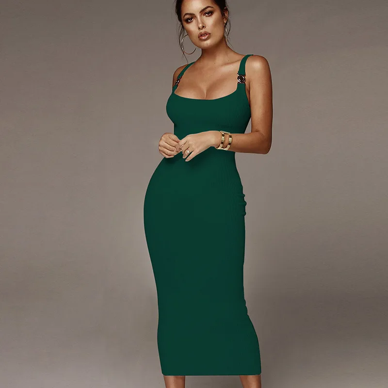 

Joiekuno Solid Sleeveless 2019 blusas mujer de moda Long Dress Women bodycon Spaghetti Strap Sexy Ladies Bandage Vestidos FD8132