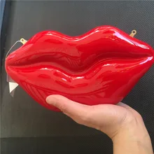 Sexy damen lippen acryl umhängetasche persönlichkeit kupplung ketten schultertasche lippen form geldbörse frauen handtaschen