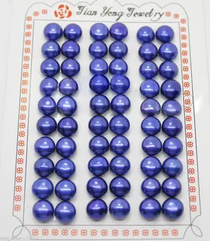 

wb 003049 Wholesale 30pair 7-8mm Blue Freshwater Pearls Half Drilled Button Loose Beads