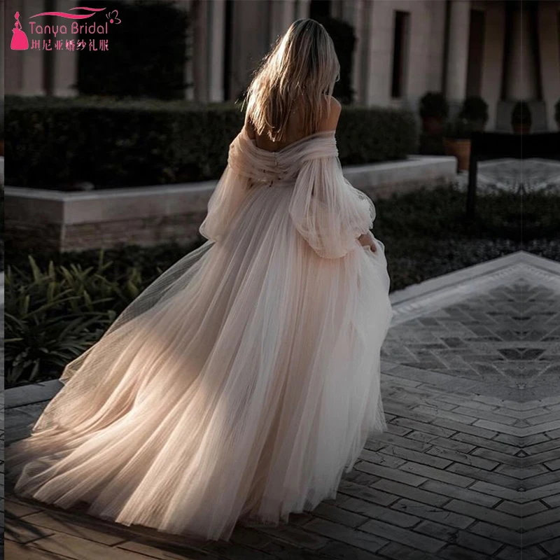 Потрясающая фатиновая юбка свадебное платье романтическое сказочное французское деревенское свадебное платье с рукавами-фонариками ZW137