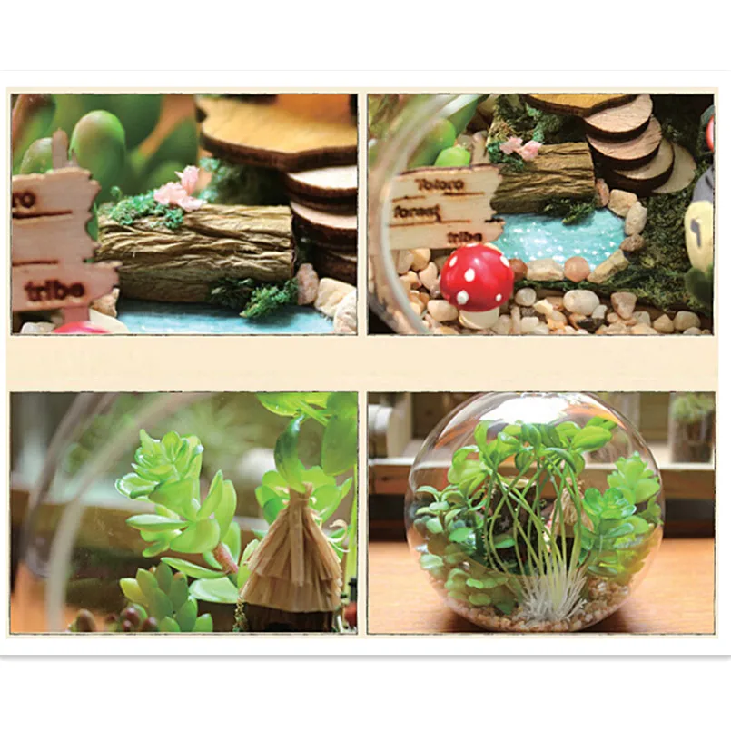 Деревянная Сборка DIY кукольный домик Тоторо миниатюрные игрушечные домики, миниатюрный стеклянный шар дом для детей развивающие подарки на день рождения Новинка