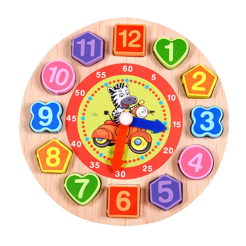 Деревянные игрушки Красочные 12 цифровые часы игрушки Цифровые геометрические когнитивные матч часы игрушки Раннее развитие детей