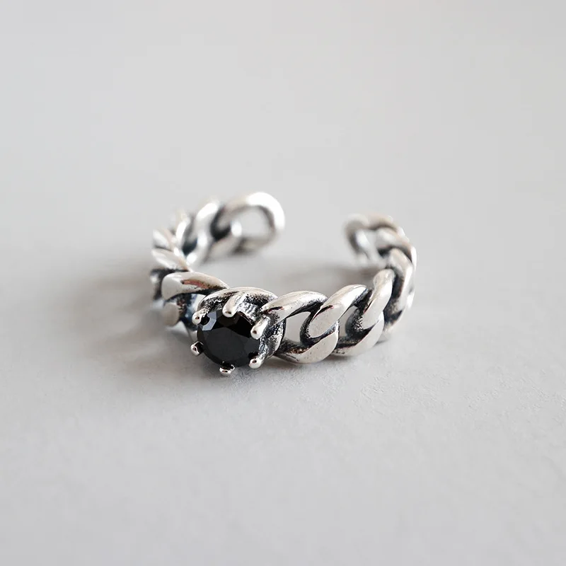 

925 Sterling Silver Rings Creative Personality Black Stone Vintage Ring Fine Jewelry 2019 Lover Wedding Gift WDR014