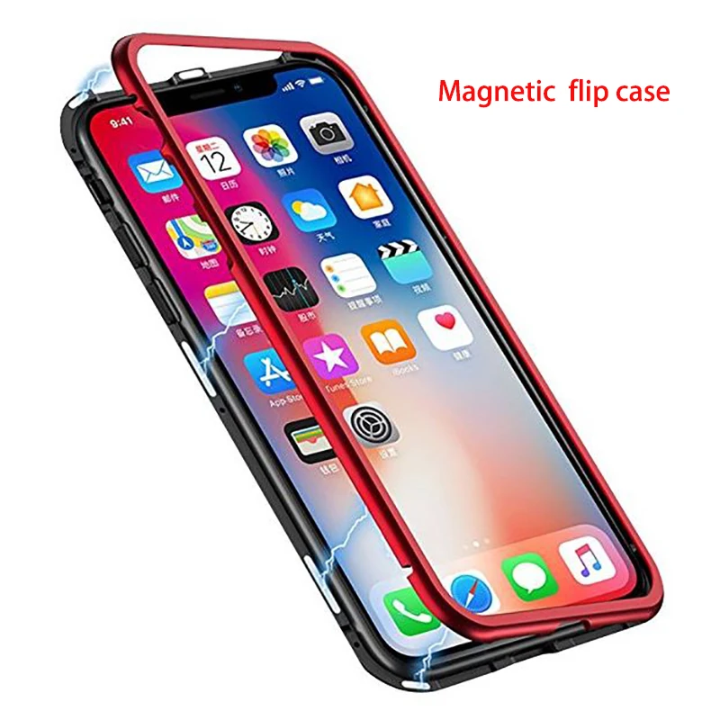 

Built-in Magnet Case For iphone 14 13 12 11 Pro Max X 8 7 6 6s plus Tempered Glass Magnetic Adsorption Metal Ultra Cover bumper