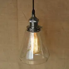 Lámpara colgante de cristal transparente colgante Industrial LOFT con bombilla de luz de Edison - luces de cocina y luces de armario