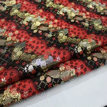 HLQON 75 см ширина парча пряжа окрашенная красная ткань для лоскутного войлока куски ткани простыня cheongsam платье Детская ткань пальто