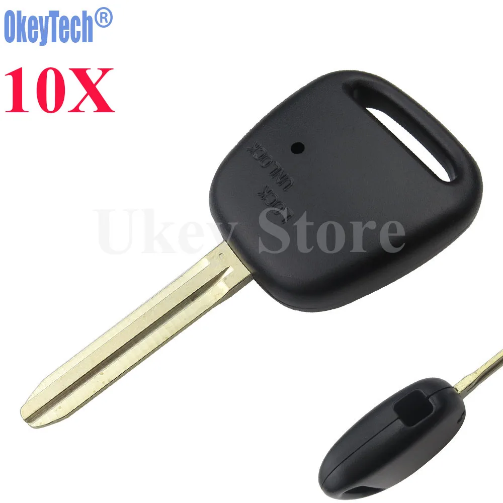 OkeyTech 10PCS LOT 1 Side Button Car Remote Key Case Shell For TOYOTA Carina Estima Harrier TOY43 Blade Auto Replacement Fob