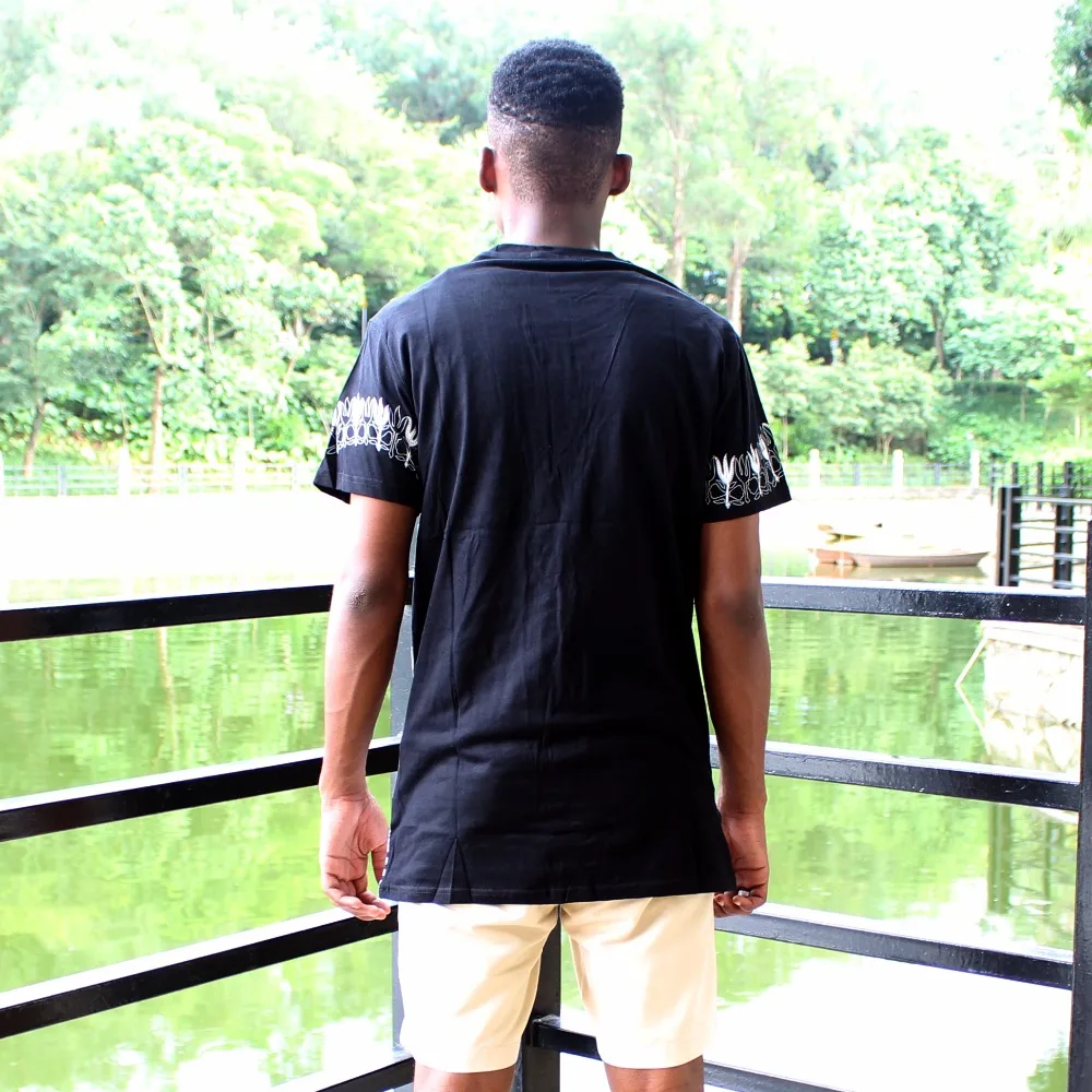 Dashiki T-shirt 2017 African Men Traditional Print Dashiki Short Sleeve Bazin Riche T-shirt Clothing African Cotton Tops For Man african dress style