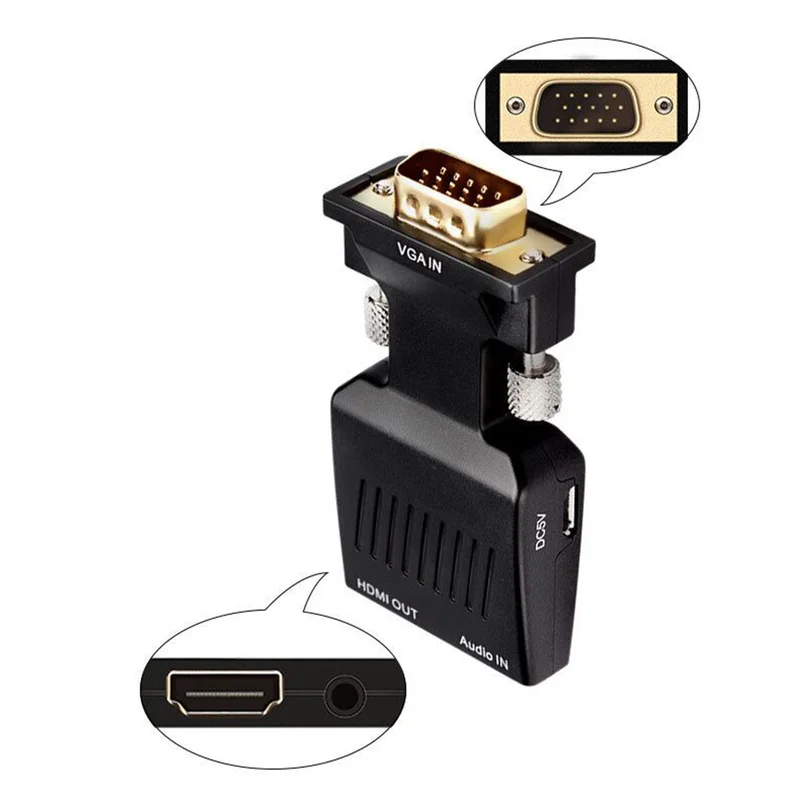 VGA к HDMI конвертер адаптер HDMI VGA с видео выходом 1080 P HD 3,5 мм AUX аудио порт для ПК ноутбука HDMI к VGA