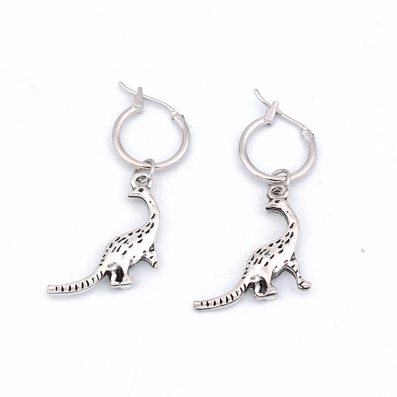 Dayoff Vintage Dinosaur Skeleton Skull Leopard Hoop Earrings Men Jewelry Cute Animal Sword Pendant Circle Earring Gift E290