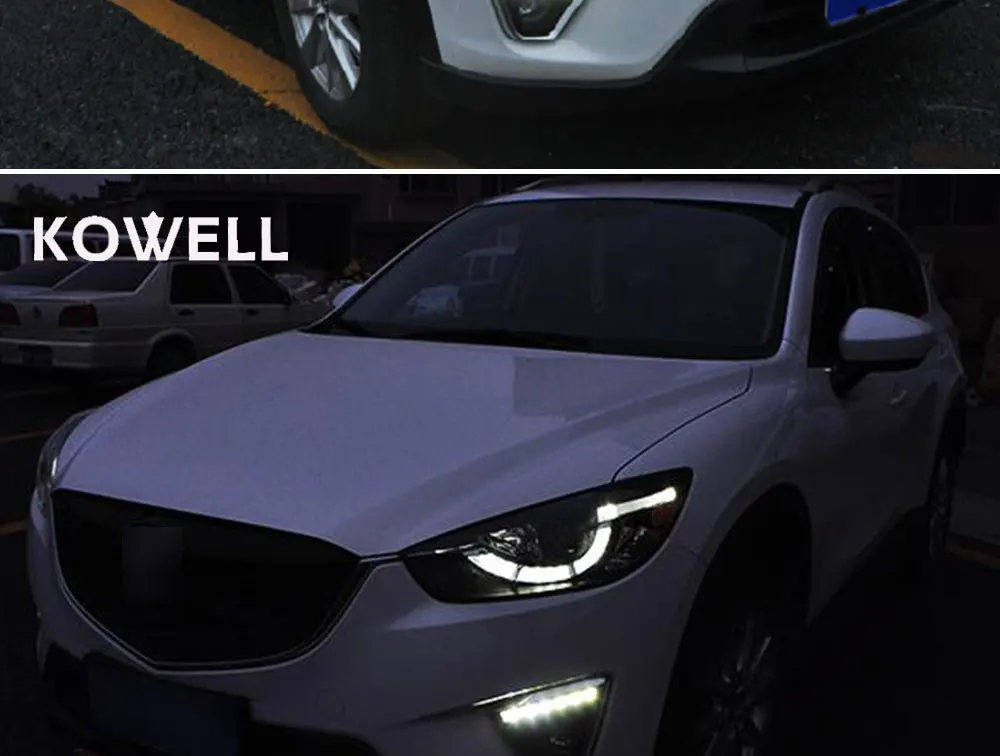 KOWELL автомобильный Стайлинг для Mazda CX-5 головной светильник s 2013- для CX-5 Головной фонарь светодиодный DRL передний светильник Биксеноновые линзы двойной луч HID комплект