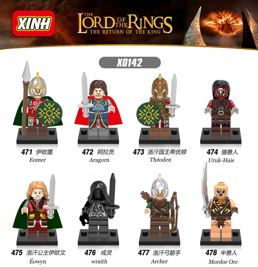 Супер Герои el Senor de los Anillos Hobbit Mini munecas Eomer Theoden Uruk Hais ewyn Рейф Мордор Orcos Ninos juguete|super